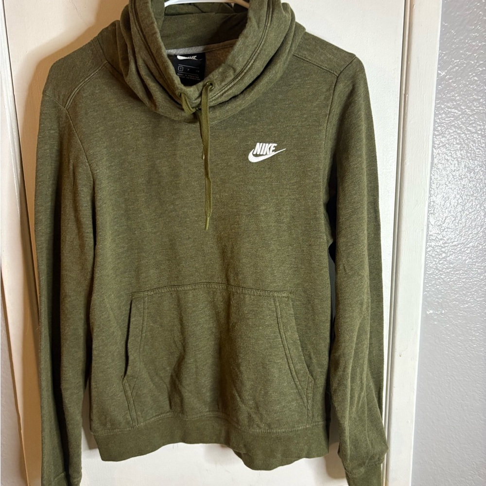 Nike Funnel Neck Pullover Hoodie – Olive Green – Women’s Small